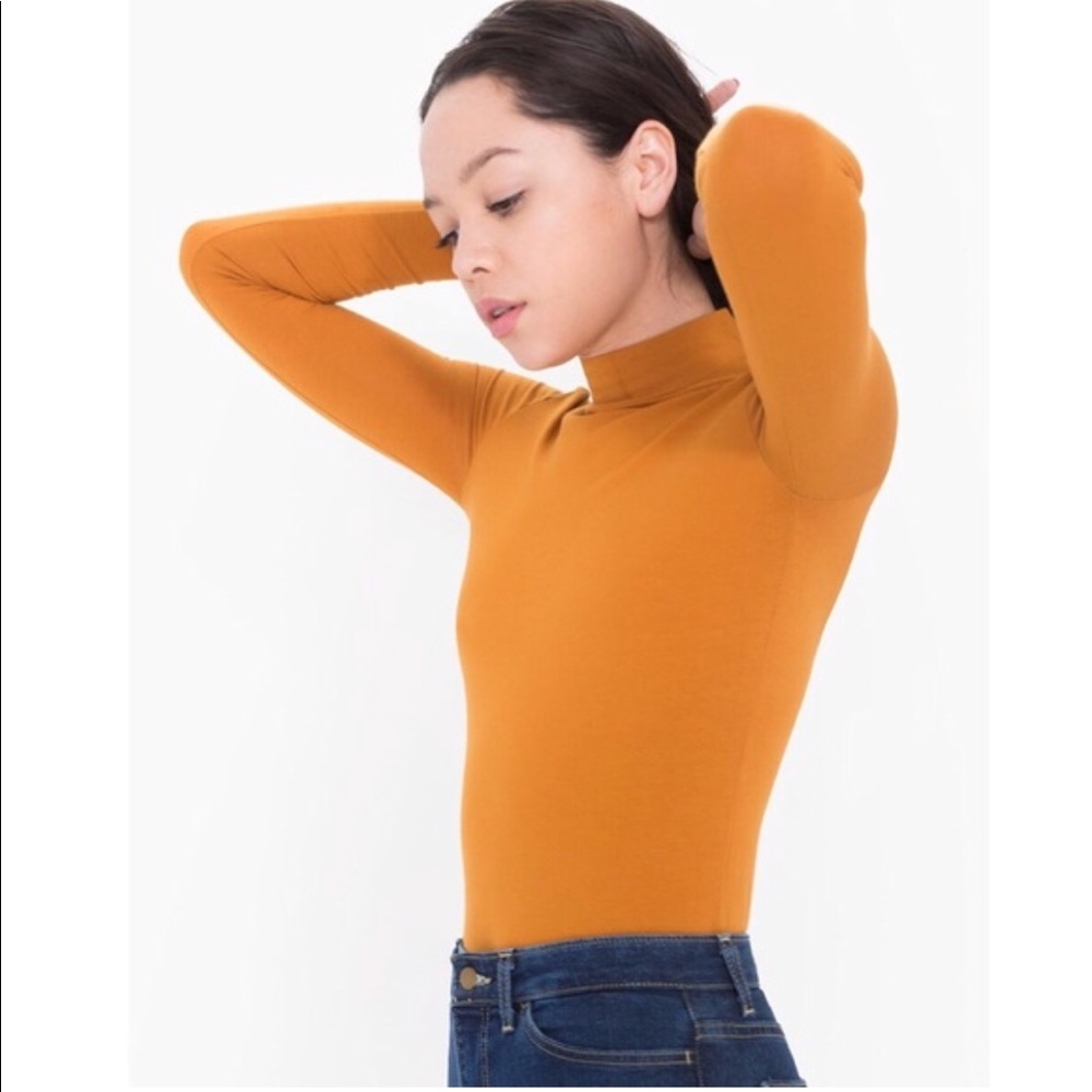 American Apparel Cotton Spandex Turtleneck, Ochre